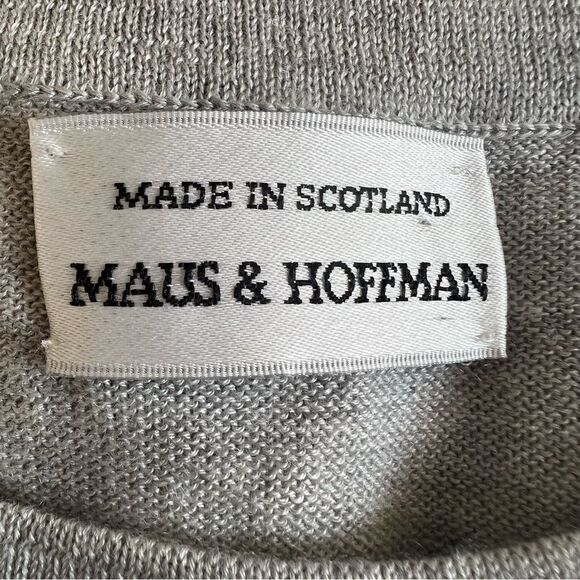 Maus & Hoffman Gray Cream Cashmere Silk 3/4 Sleeve Sweater Top L - Picture 11 of 11